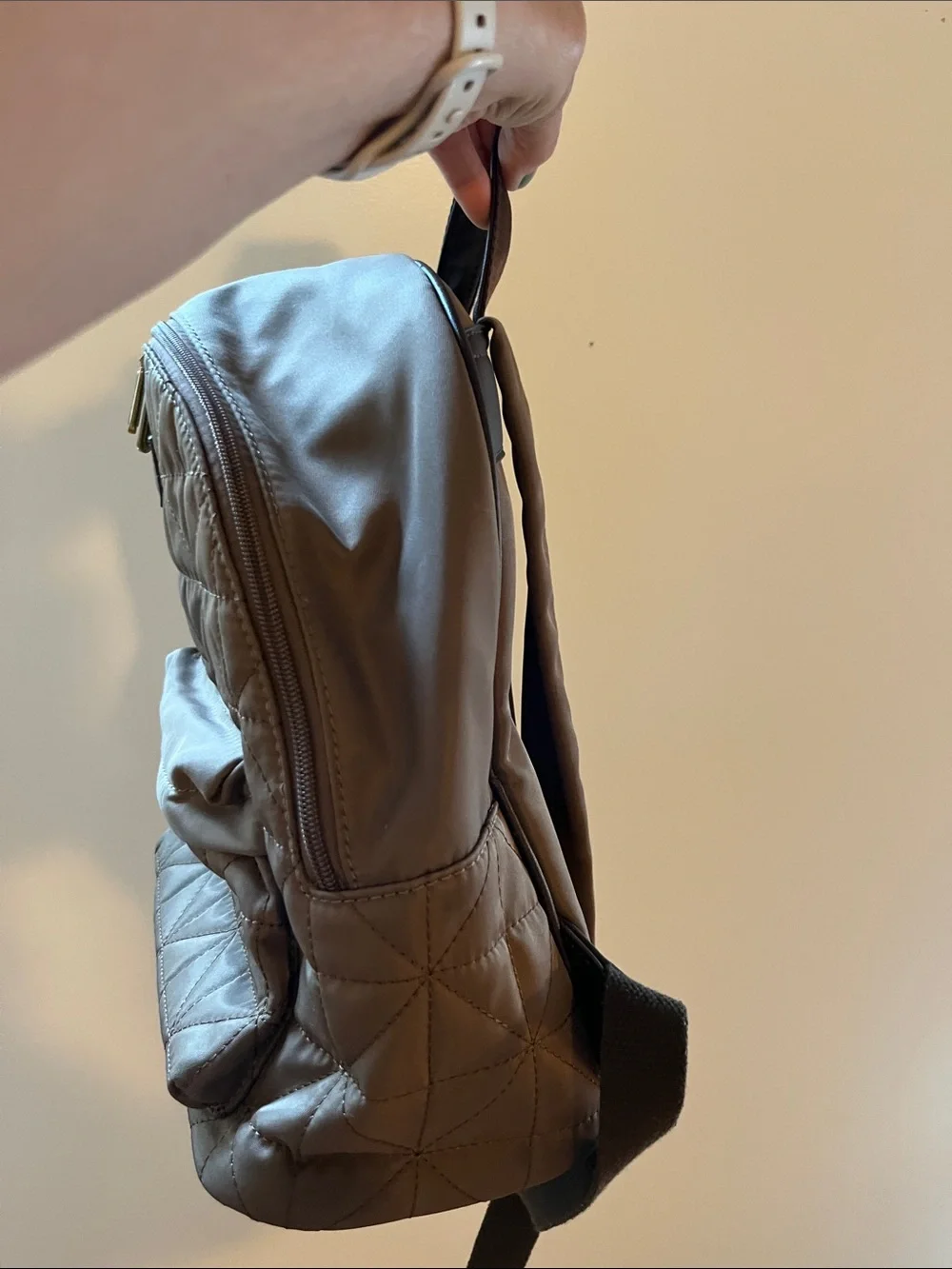 Wrangler Brown Quilted Backpack with Gold Accents